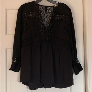 Rebecca Taylor silk/lace shirt - size 6
